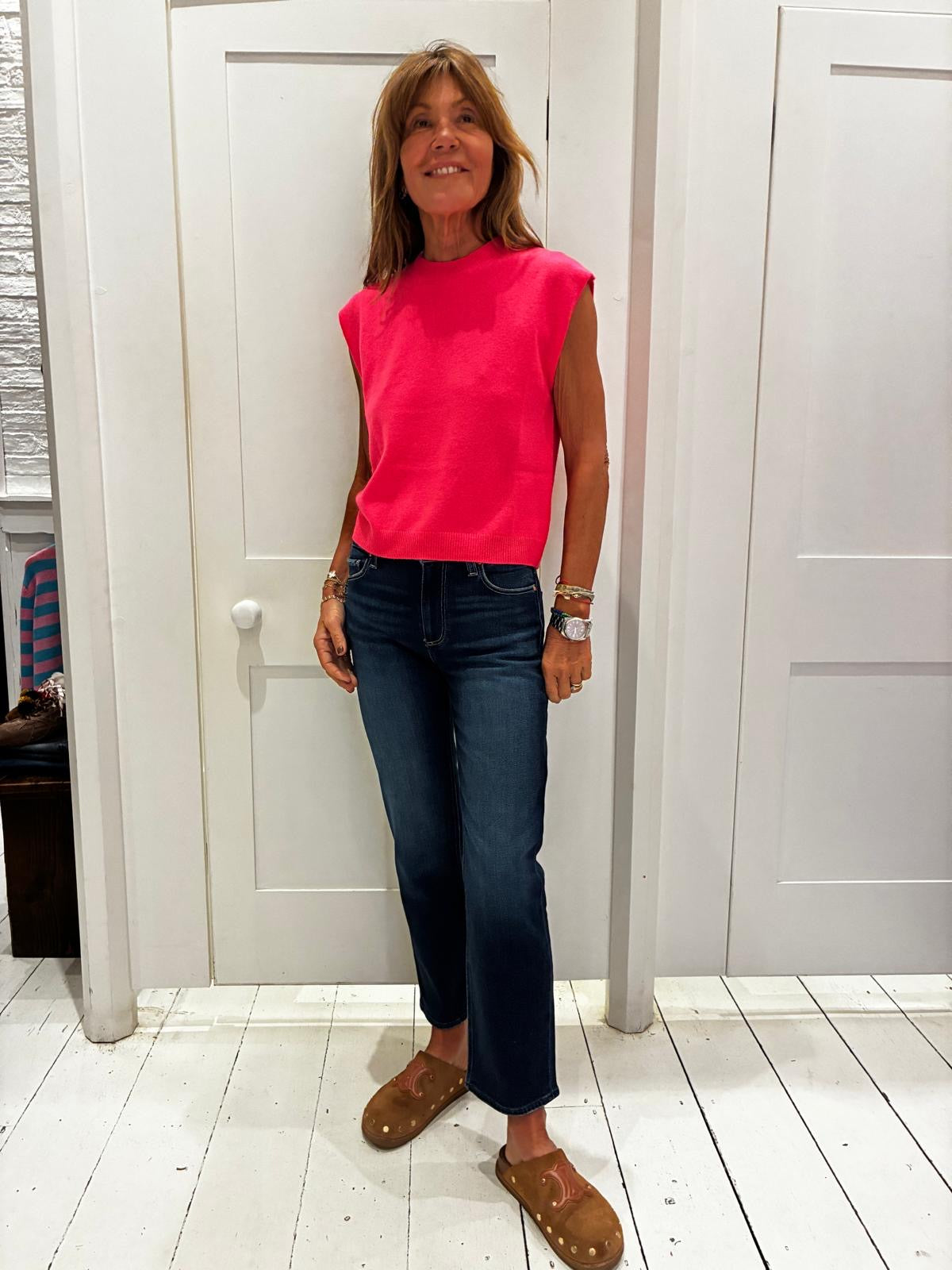 Colourush Lucca Crew Tank in Grapefruit