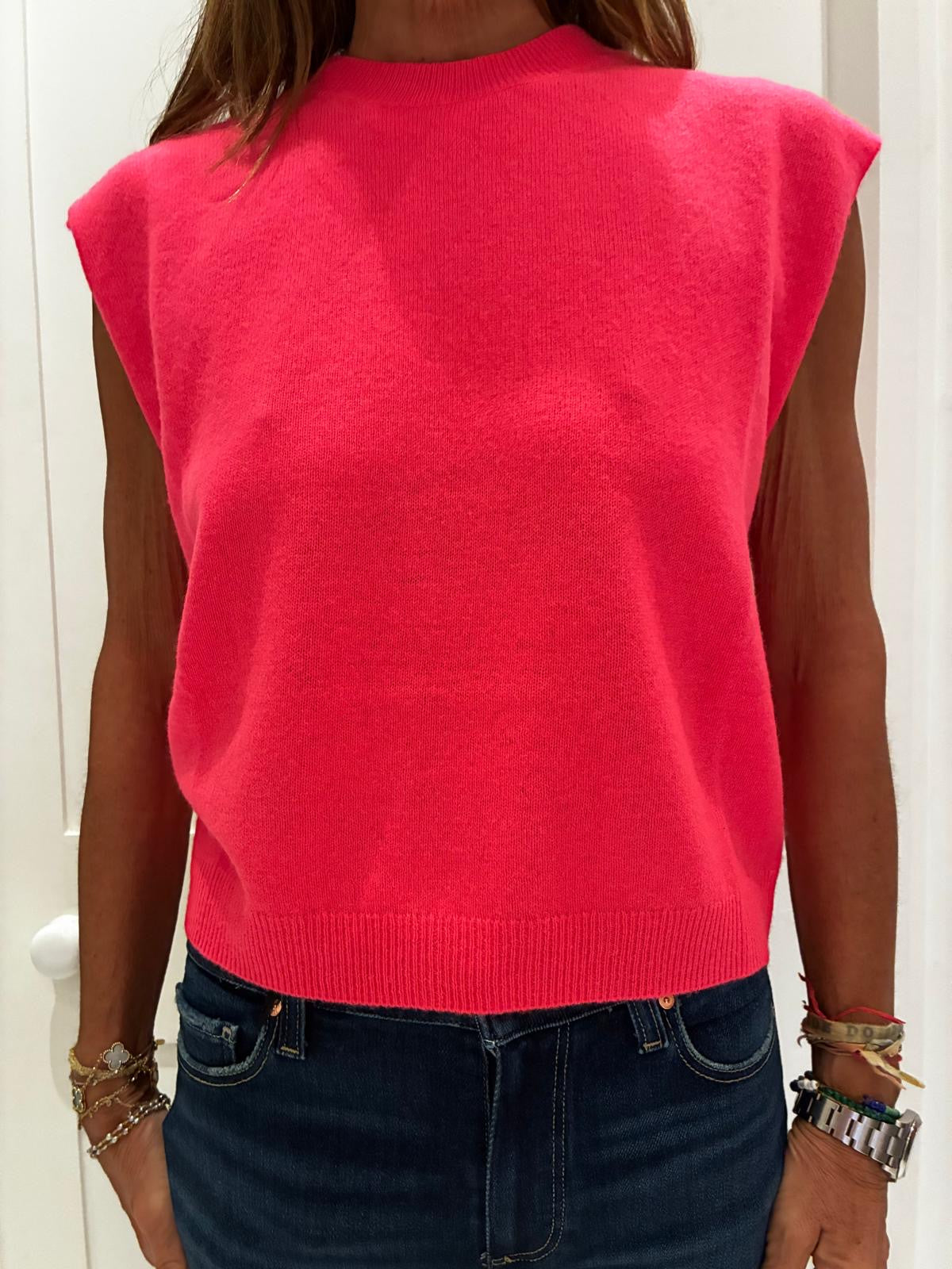 Colourush Lucca Crew Tank in Grapefruit