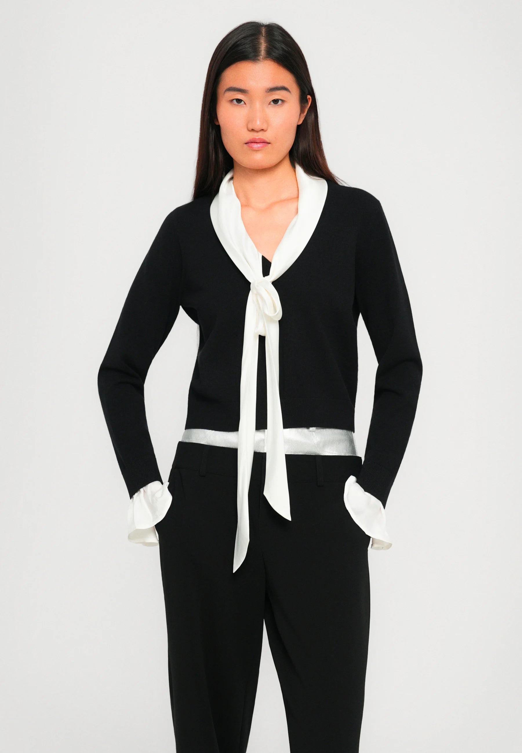 Cinq à Sept Lenu Pullover in Black, Ivory