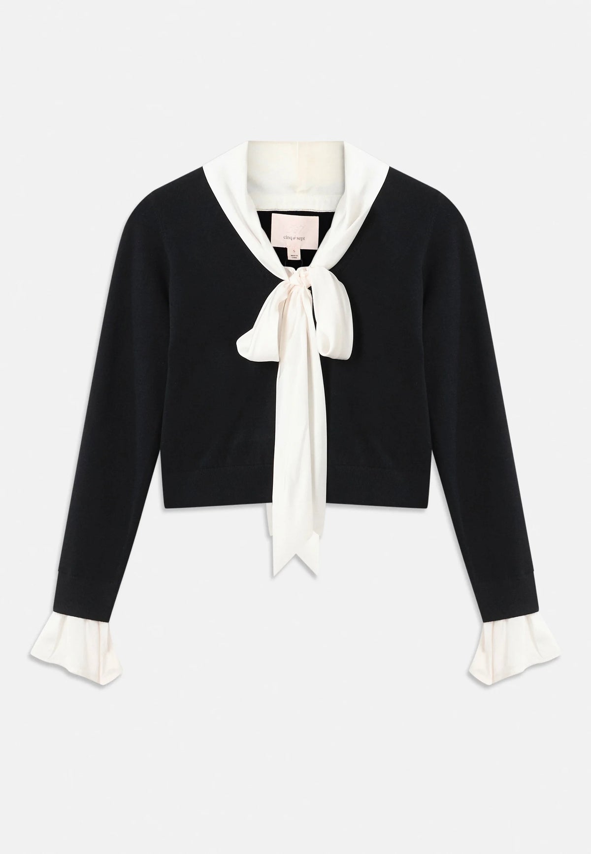 Cinq à Sept Lenu Pullover in Black, Ivory