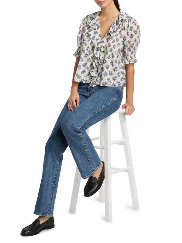 DÔEN Henri Top in Creme Pomegranate Bloom