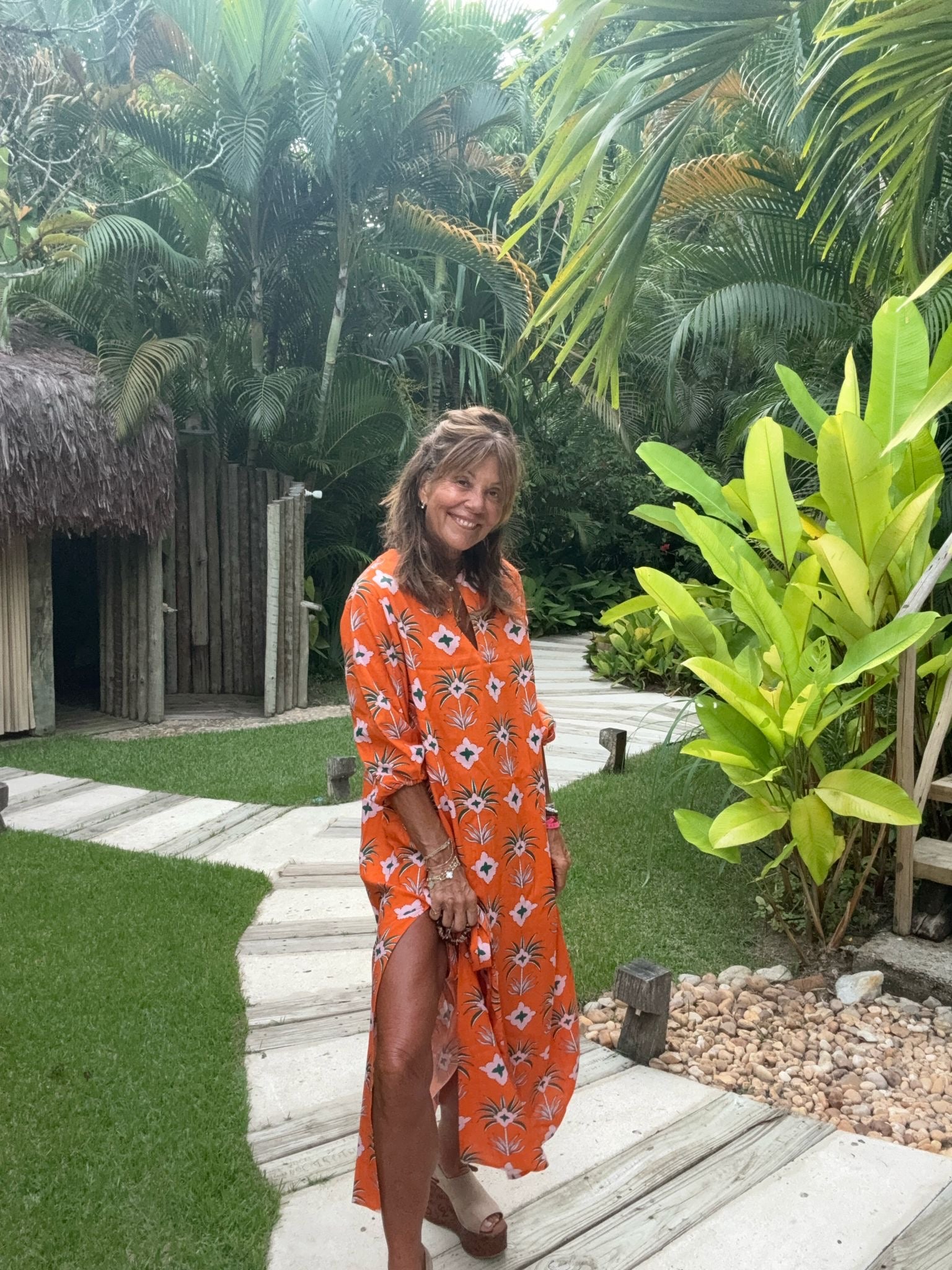 Primrose Park Harper Dress in Maxi Palm Orange
