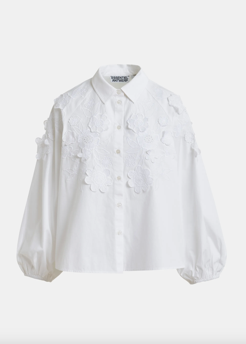 Essentiel Antwerp Joella Applique Flower Shirt in White