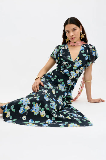 RIXO Evie Dress in Kimmie Floral Navy
