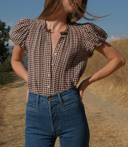 DÔEN Millie Top in Delphine Plaid