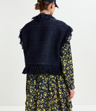 Essentiel Antwerp Ishani Fringed Gilet in Navy