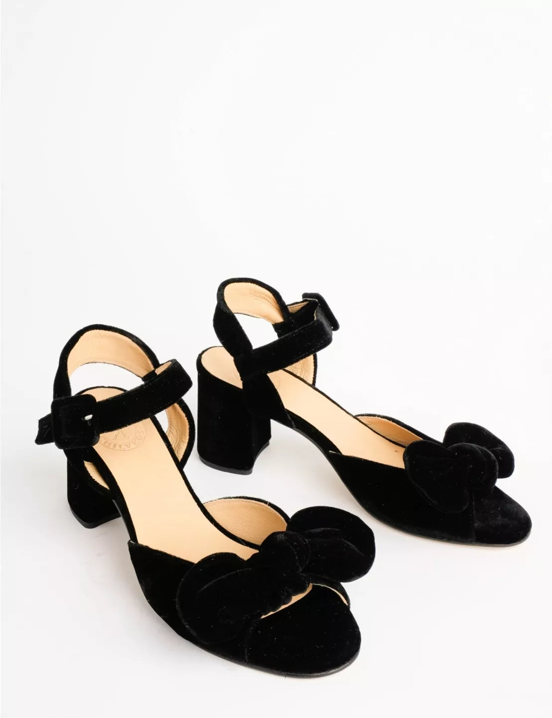 Penelope Chilvers Minnie Velvet Sandal in Black