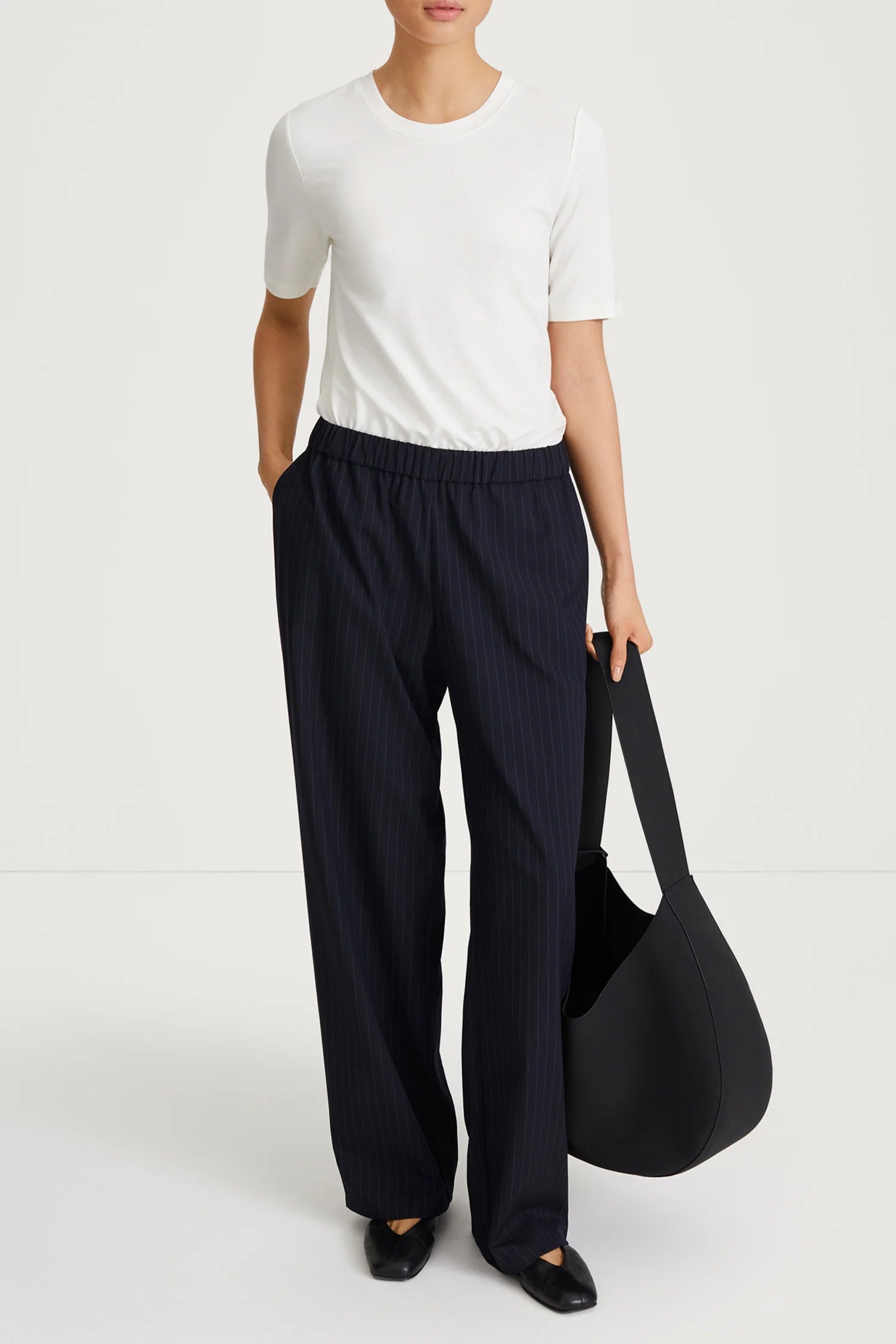 StyleIn Belicia Trousers in Navy Pinstripe