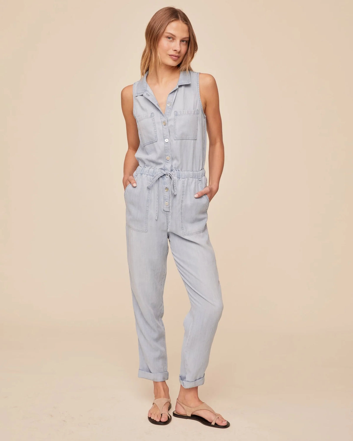 Bella Dahl Pocket Jumpsuit in Light Sunspray Wash