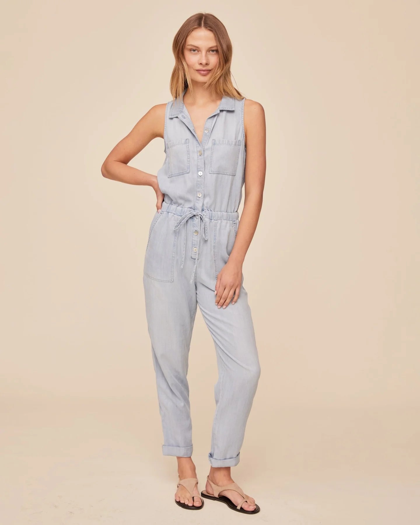 Bella Dahl Pocket Jumpsuit in Light Sunspray Wash
