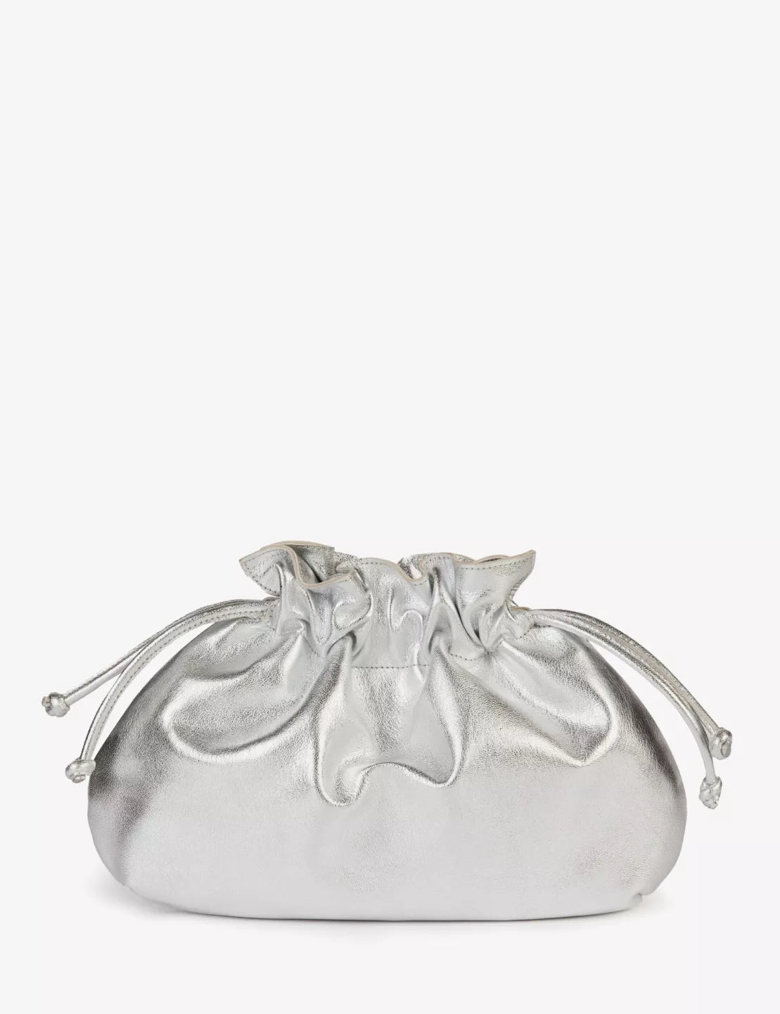 Penelope Chilvers Puffball Leather Clutch in Silver