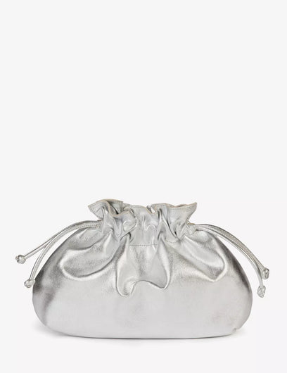 Penelope Chilvers Puffball Leather Clutch in Silver