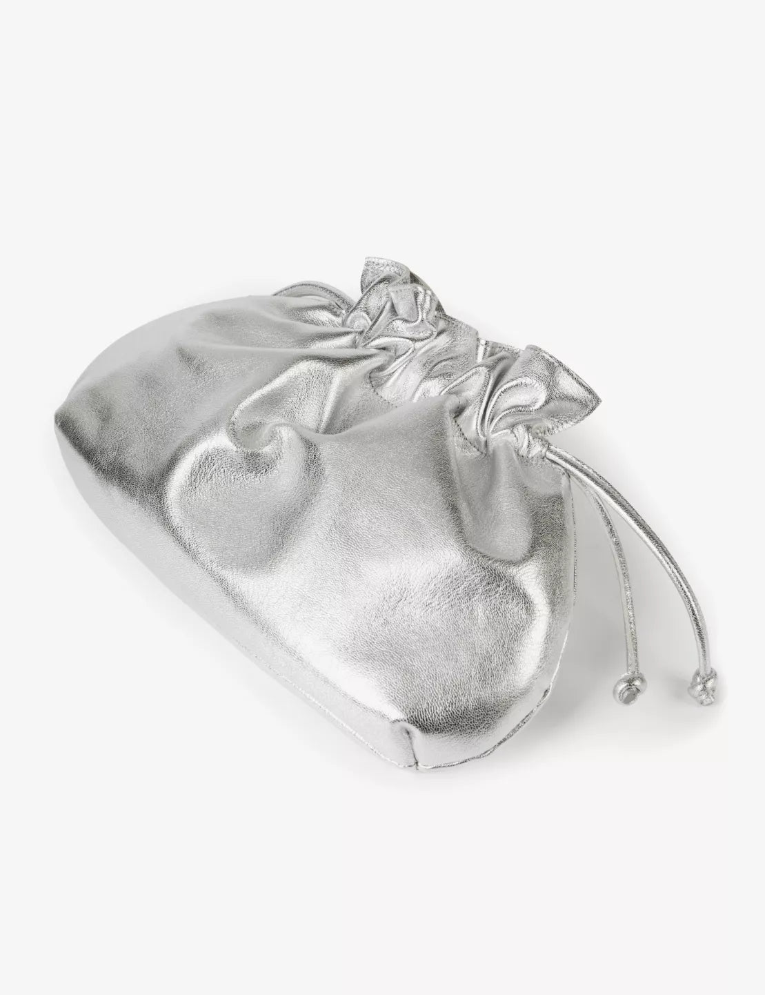Penelope Chilvers Puffball Leather Clutch in Silver