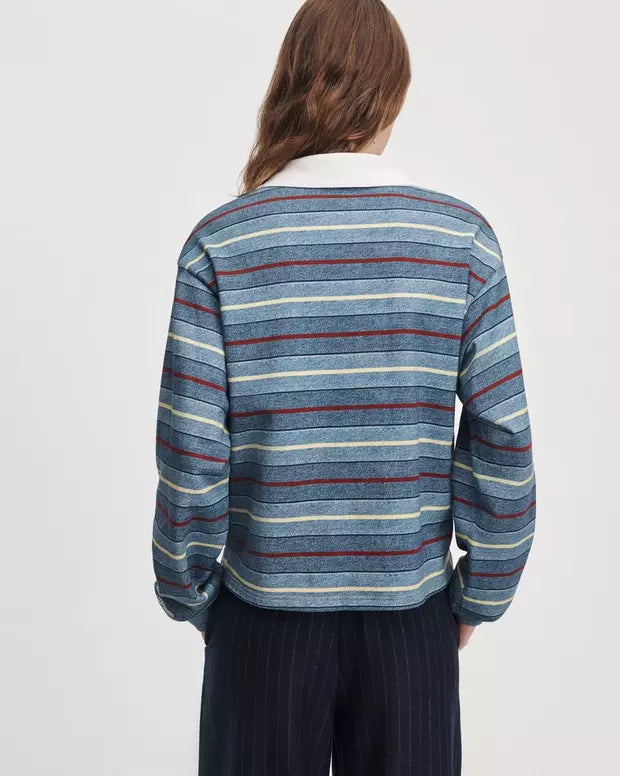 Rag & Bone Miramar Cropped Rugby Polo - Indigo Multi
