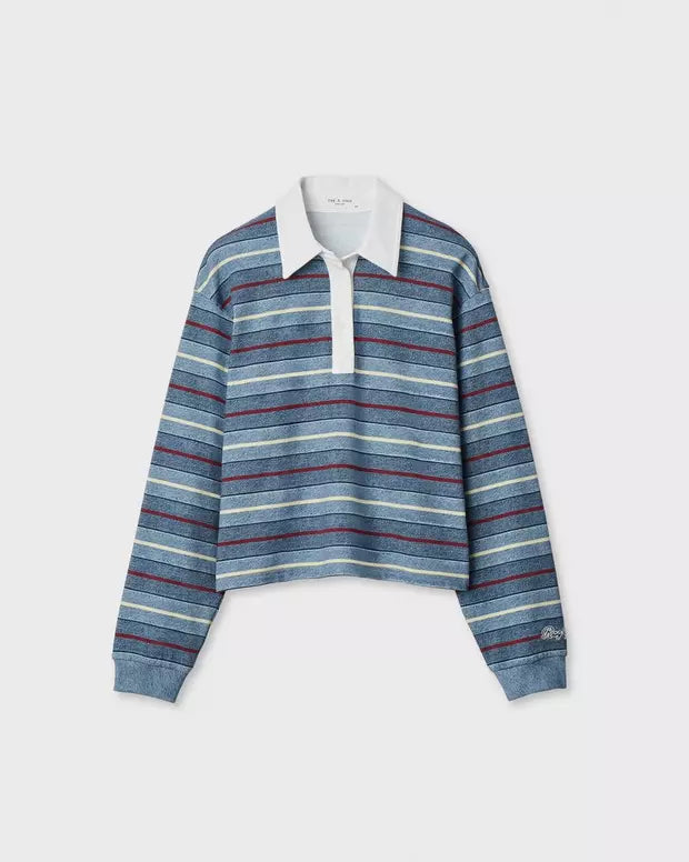 Rag & Bone Miramar Cropped Rugby Polo - Indigo Multi