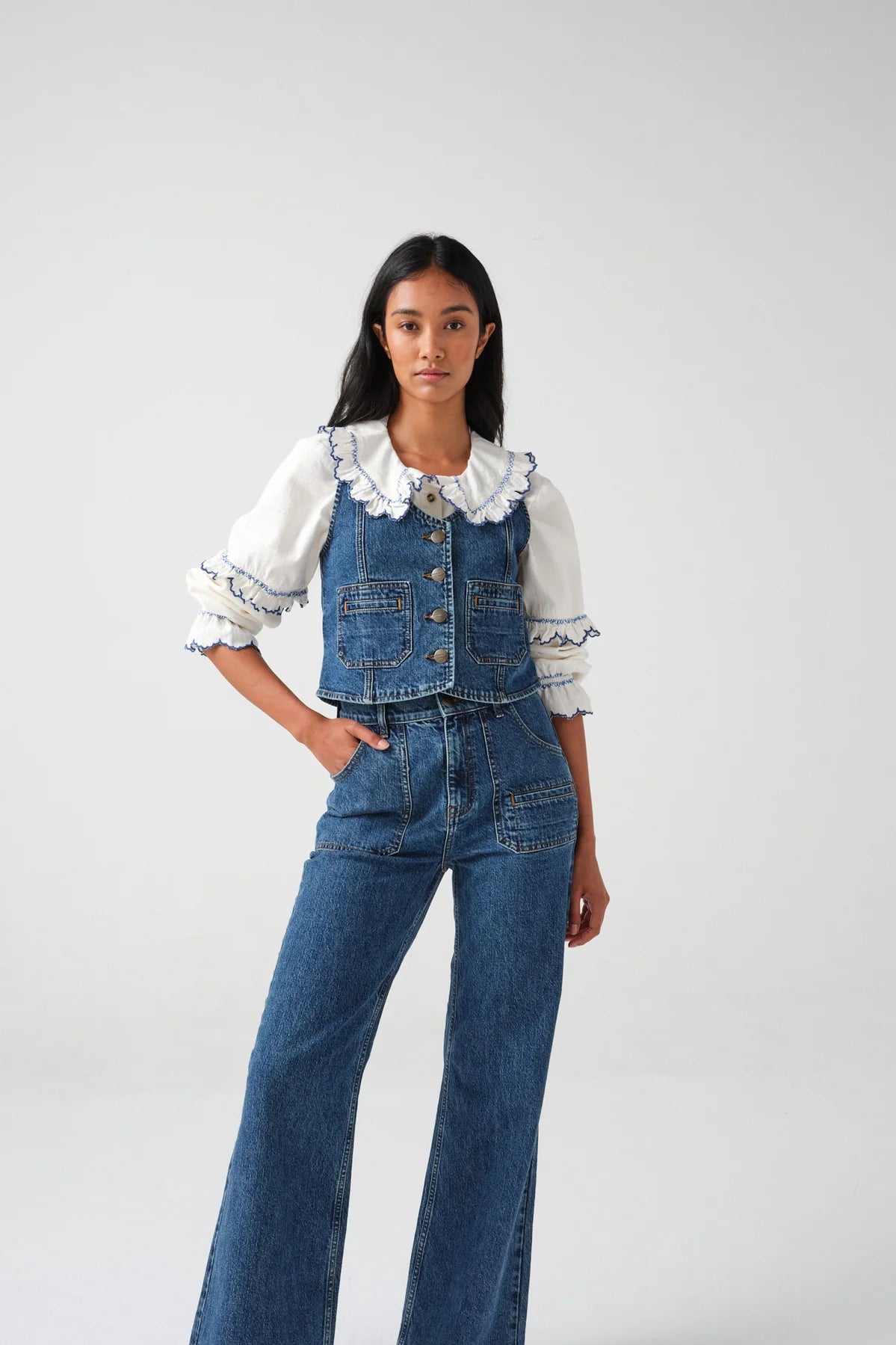 S&M Phoebe Blouse in Ecru