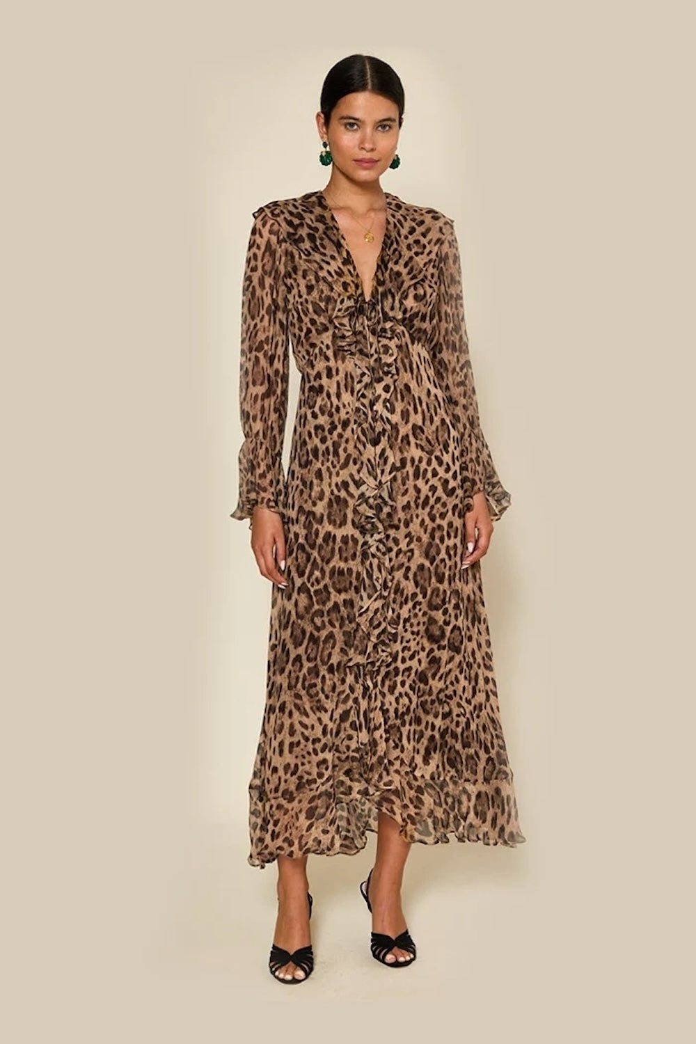 RIXO Gracye Dress in Mila Leo Brown