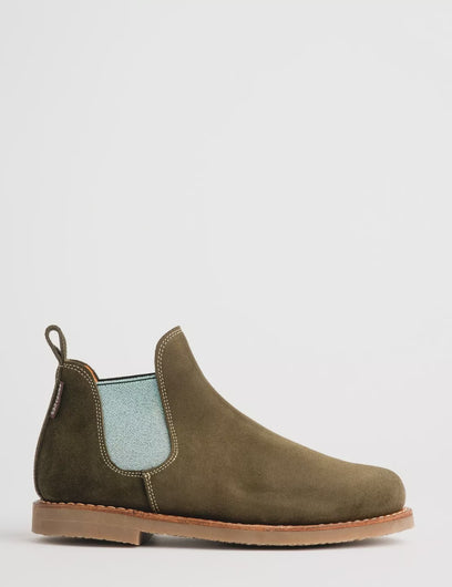 Penelope Chilvers Safari Suede Boot in Khaki, Turquoise