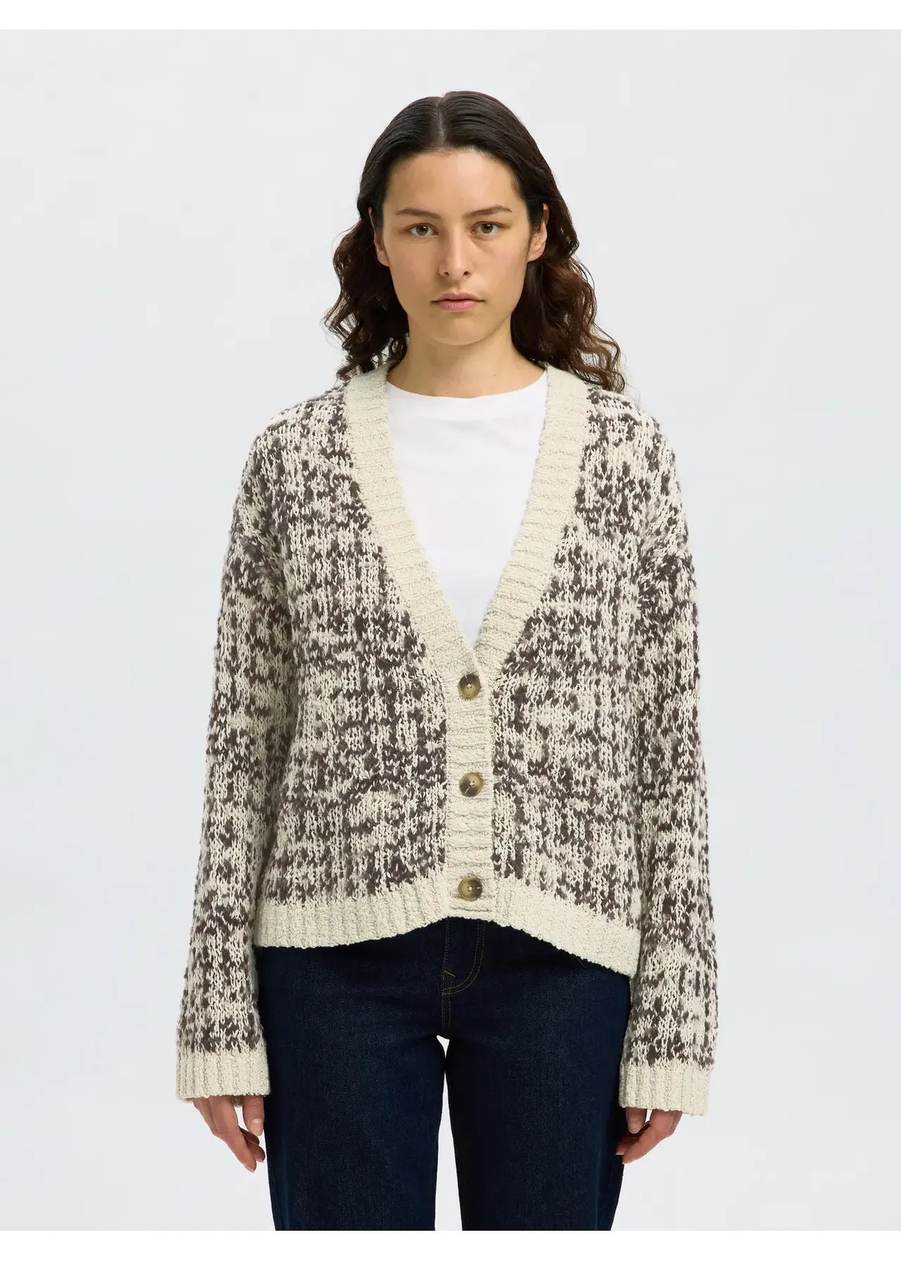 SELECTED Lindsay Knit Cardi in Birch, Delicioso