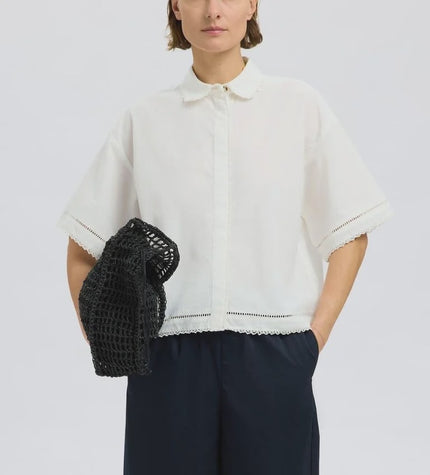 SLF Novi Crochet Detail Shirt in Snow White