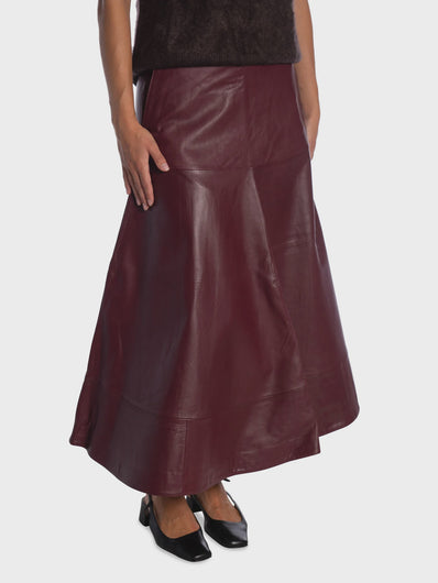 SELECTED Olympia Leather Midi Skirt - Tawny Port