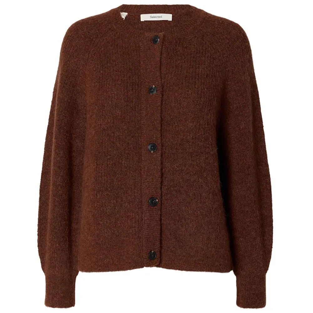 SELECTED Lulu Knit Cardigan in Cherry Mahogany