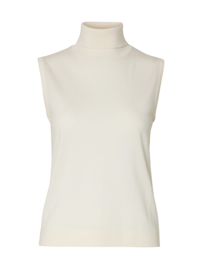 SELECTED Thea SL Knit Roll Neck in Egret