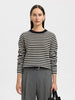 SELECTED Ana LS Knit Stripe in Black, Birch