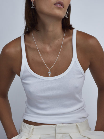 Tilly Sveaas Silver Lucky No 7 on Trace Chain