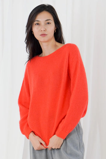 TWNS The Label Sanibel Boat Neck Sweater – Fire Orange