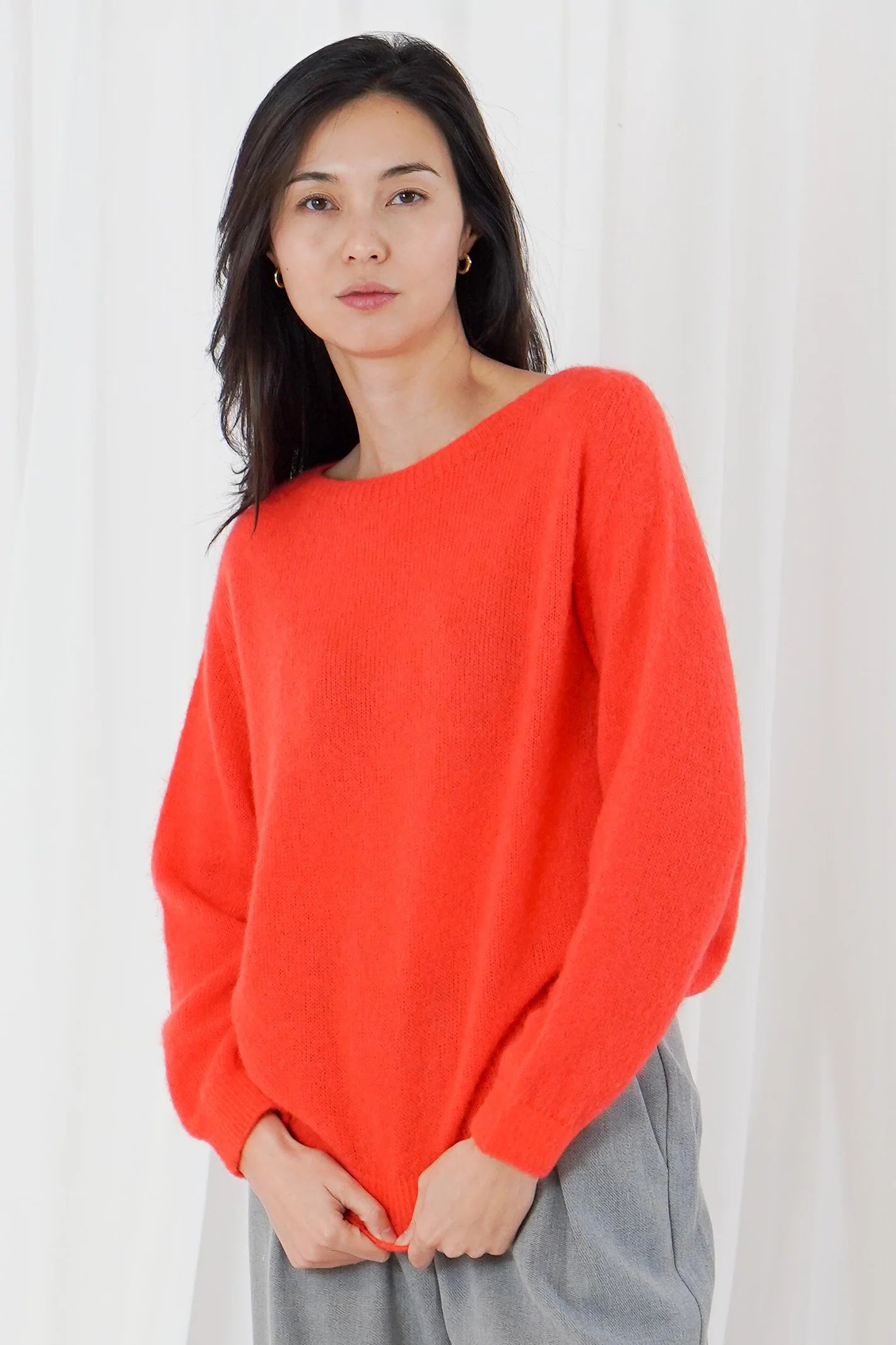 TWNS The Label Sanibel Boat Neck Sweater – Fire Orange