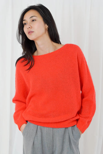TWNS The Label Sanibel Boat Neck Sweater – Fire Orange