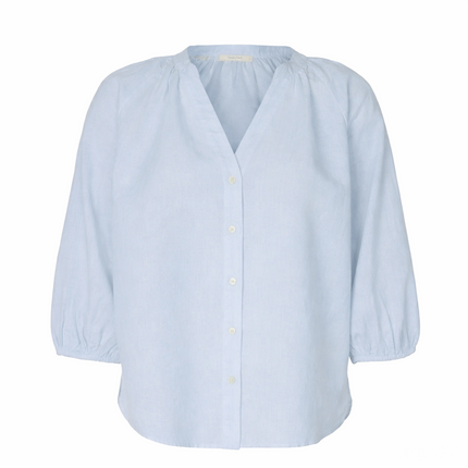 SELECTED Cleo Alberta Linen Top in Dusty Blue