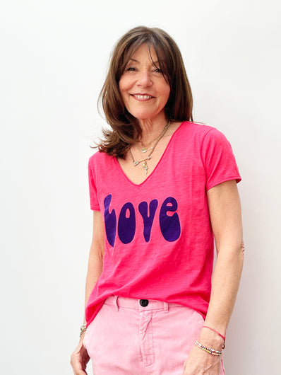 FIVE TSE2124 LOVE Tee in Geranium