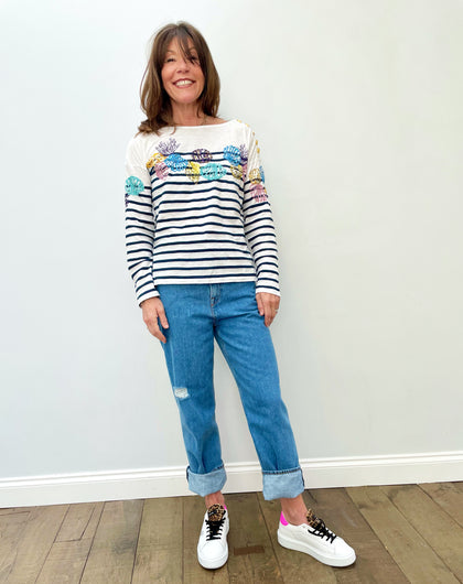 L&H Thilla Striped Shell Top in Blue