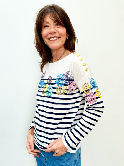 L&H Thilla Striped Shell Top in Blue