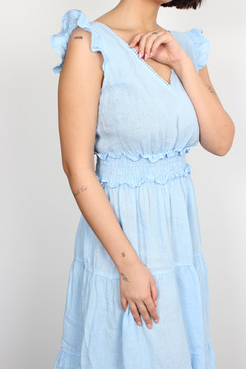 120% Lino blue waterfall linen dress