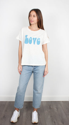 FIVE TSE2228 Short Sleeve Love Tee in White Azur
