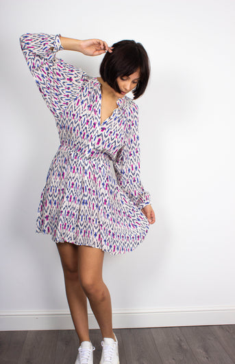 IM Amandine ikat Print Dress in Ecru