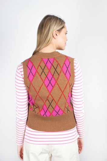 GANNI K1715 Harlequin Vest in Tiger's Eye