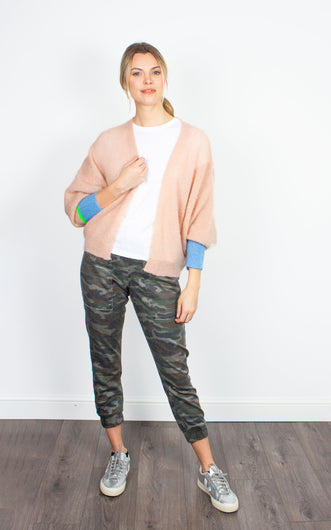 Essentiel Antwerp Bancroft muted-rose mohair-blend cardigan