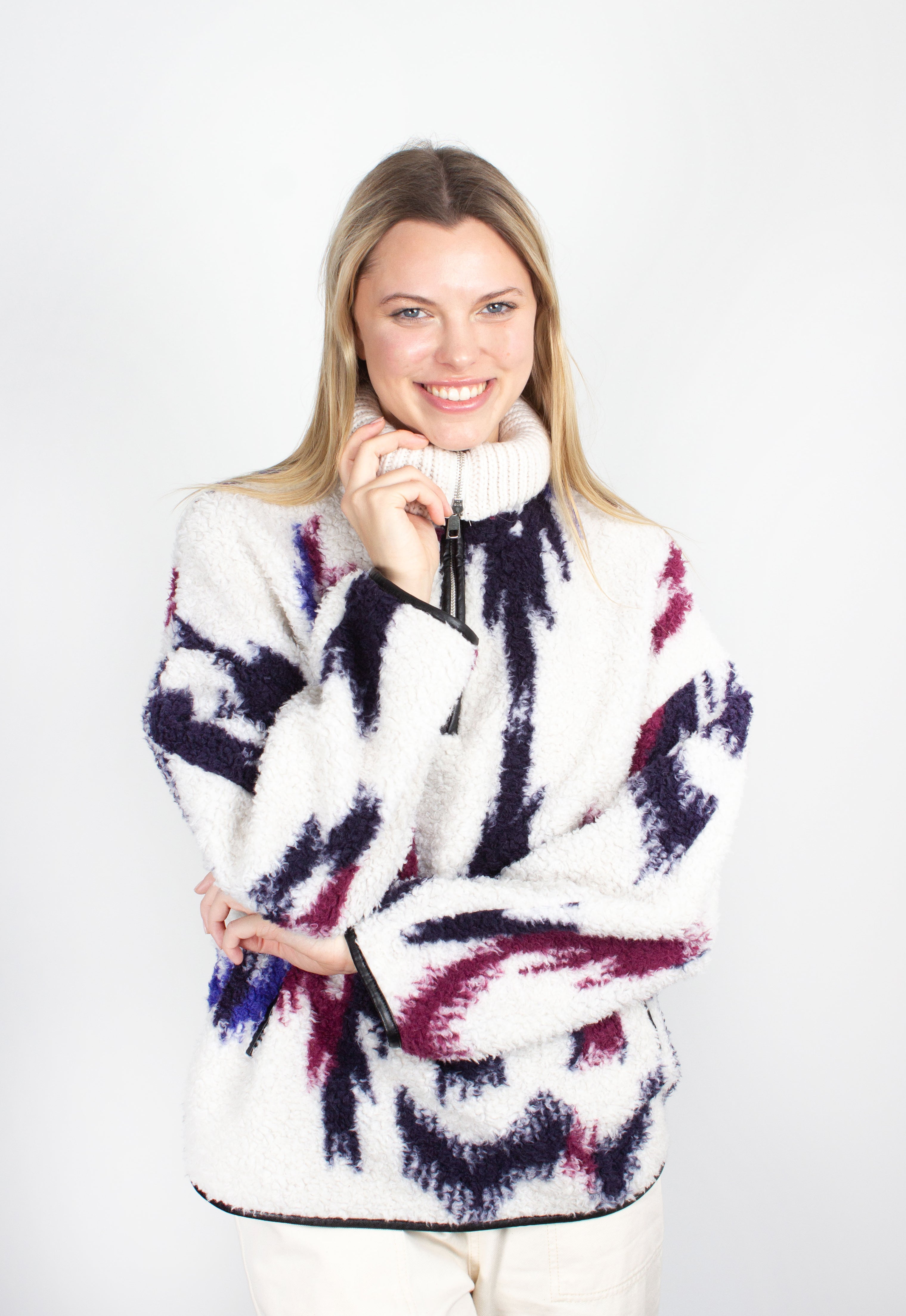 IM Marner Ikat Fleece Jacket in Ecru