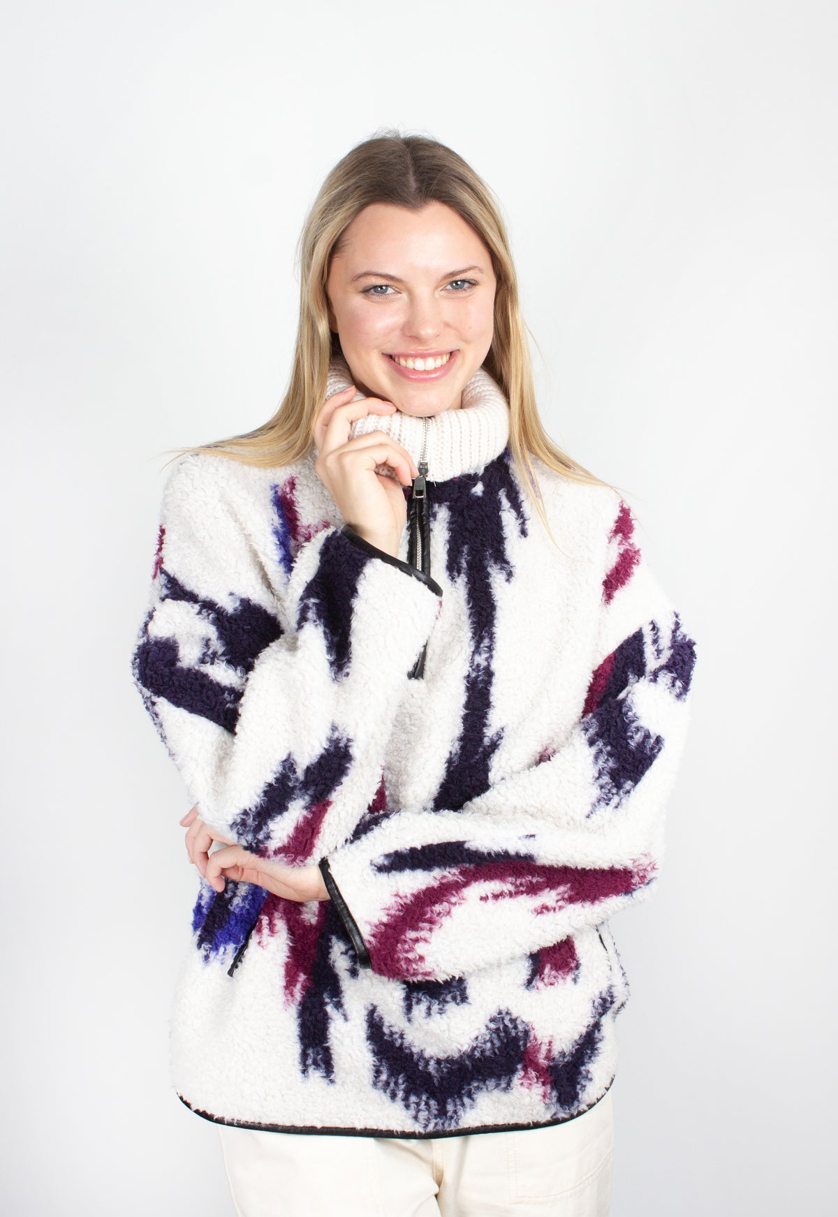 IM Marner Ikat Fleece Jacket in Ecru