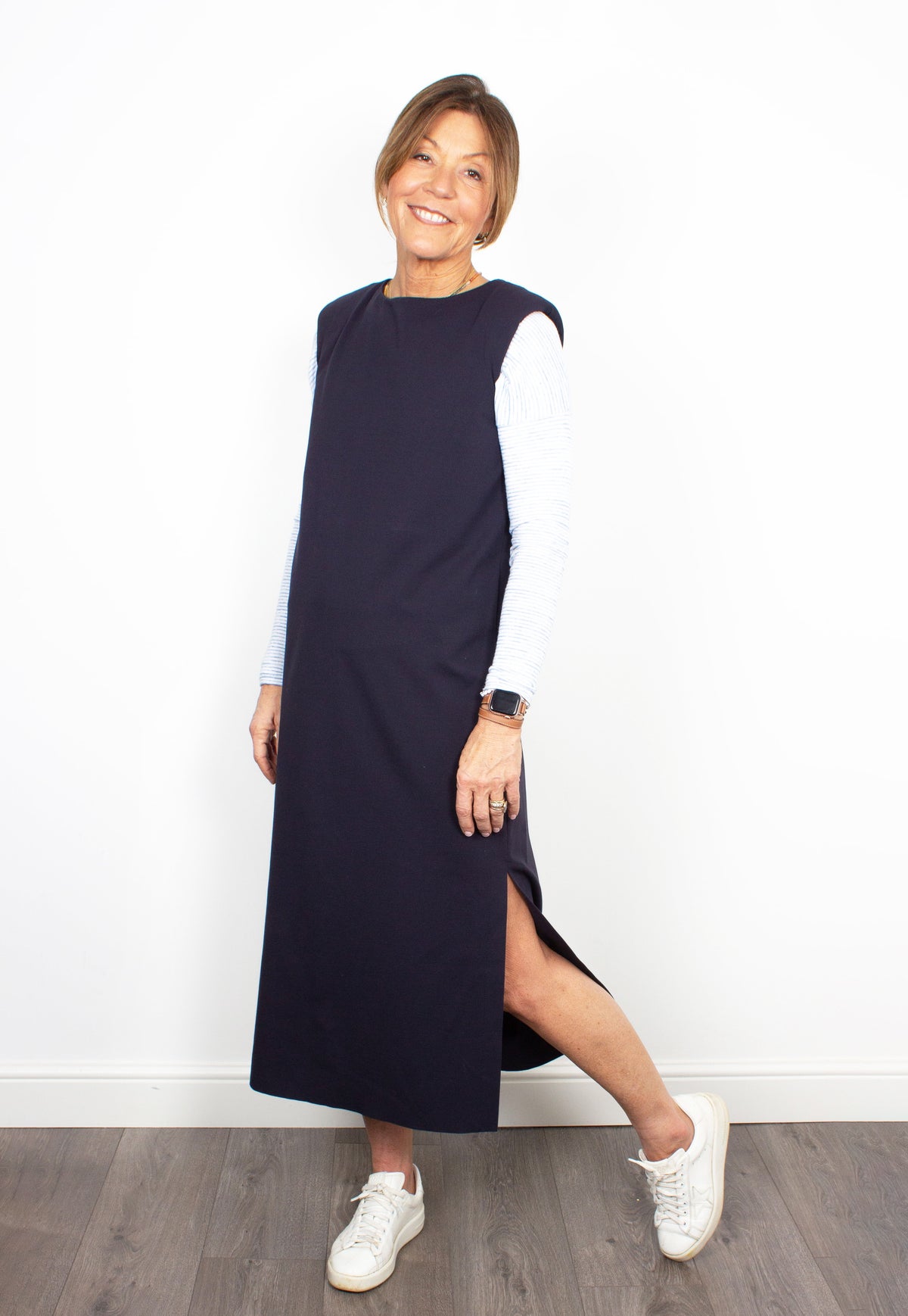 HWL A6217 Sleeveless Dress in Navy Blue