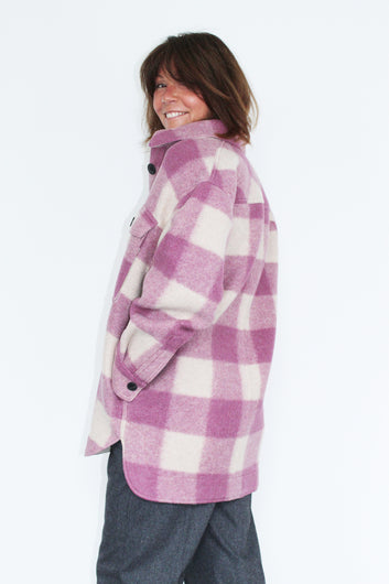IM Harveli Check Coat in Rosewood