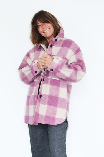 IM Harveli Check Coat in Rosewood