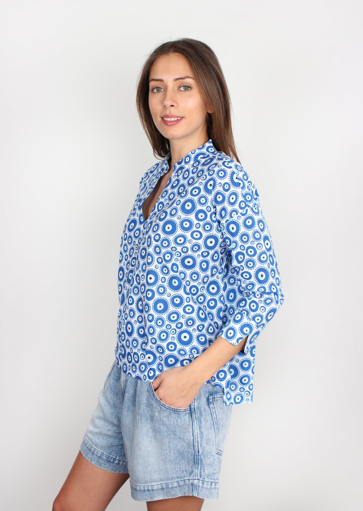 PPL Coco Top in Evil Eye 01 in Blue & White