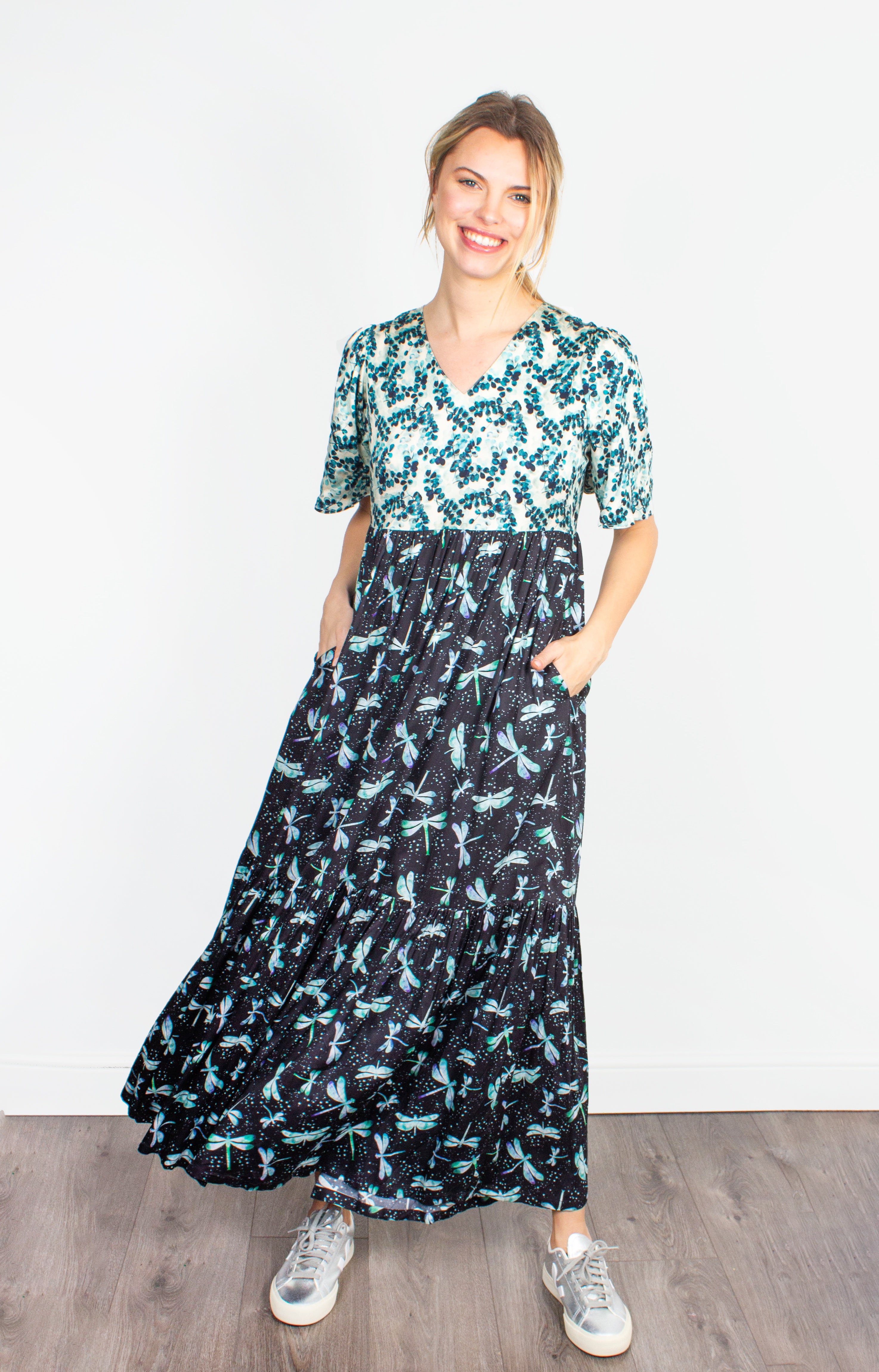PPL Pamela Dress in Eucalyptus 02 / Dragonfly 03