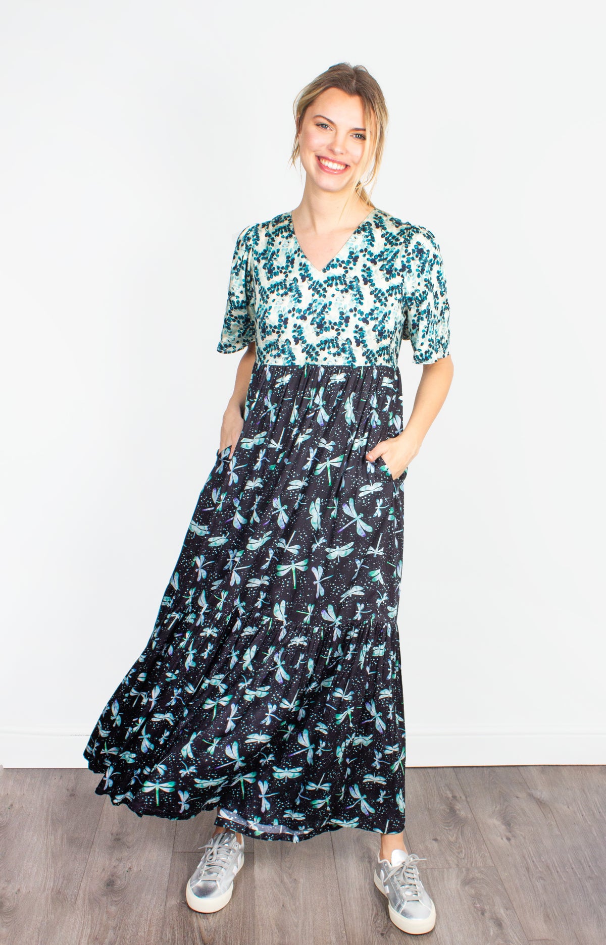 PPL Pamela Dress in Eucalyptus 02 / Dragonfly 03