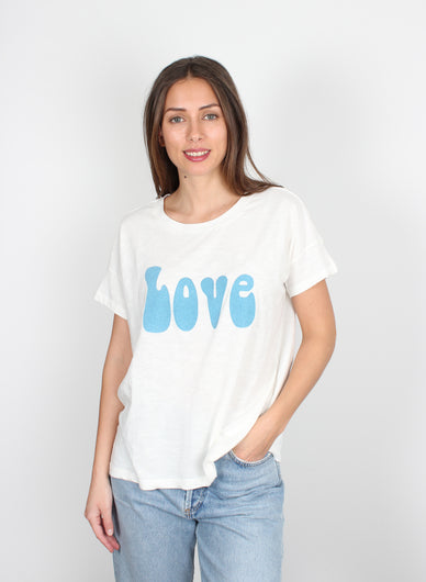 FIVE TSE2228 Short Sleeve Love Tee in White Azur